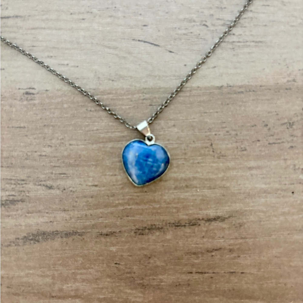 Vintage Blue Heart Necklace - Picture 2 of 5